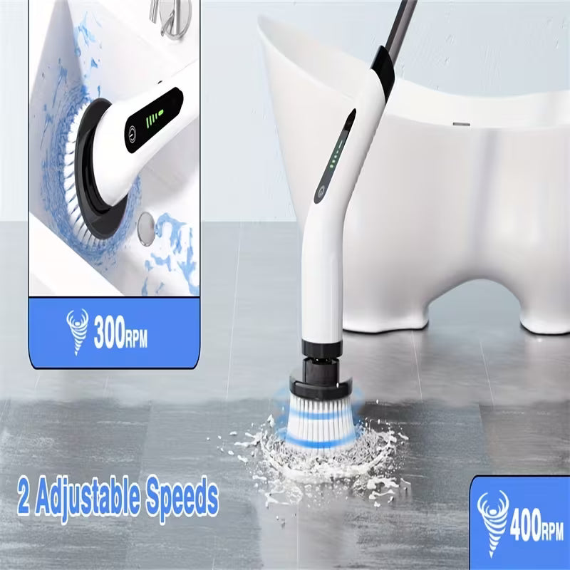 7-in-1 Electric Cleaning Brush, Cordless Spin Scrubber with Adjustable Extension Handle for Bathroom, Bathtub, Tile, Kitchen, Floor & Home
